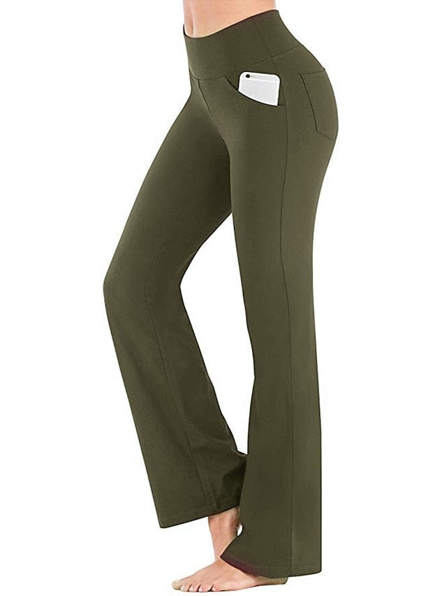 Women's Bootcut Yoga Leggings with Side Pockets and Tummy Control