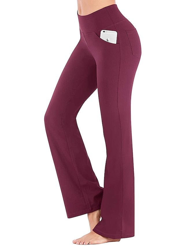 Women's Bootcut Yoga Leggings with Side Pockets and Tummy Control