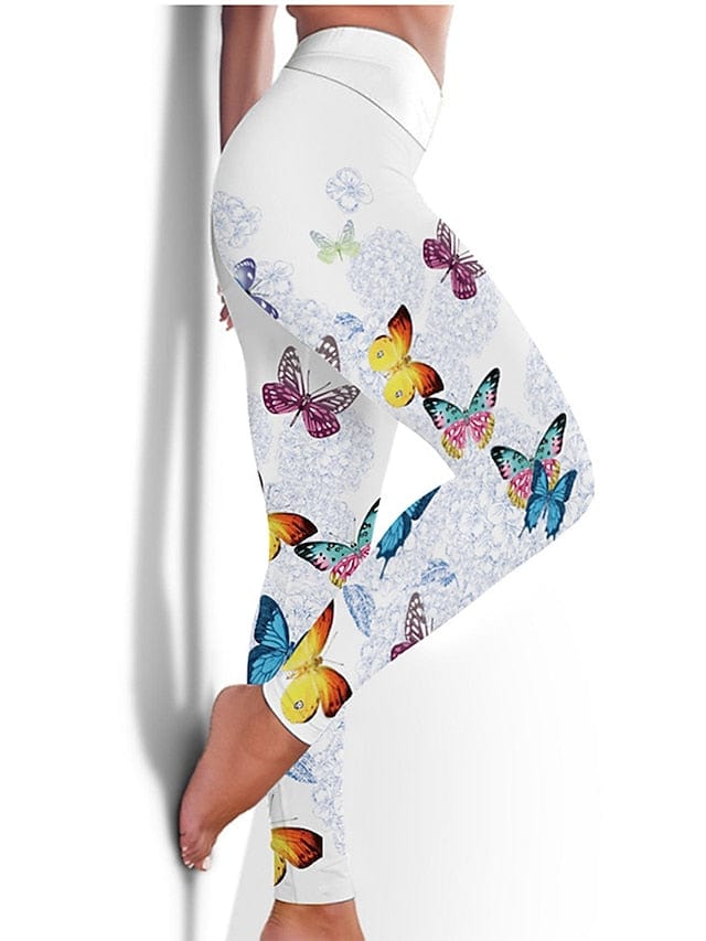 Floral Black Women's High-Waisted Yoga Leggings with Tummy Control and Butt Lift