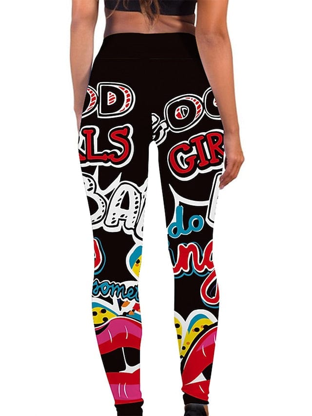 Floral Black Women's High-Waisted Yoga Leggings with Tummy Control and Butt Lift
