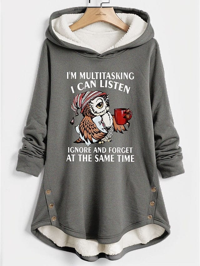 Stay Warm and Stylish with Women's Sherpa Fleece Lined Animal Print Hoodie Sweatshirt for Fall & Winter
