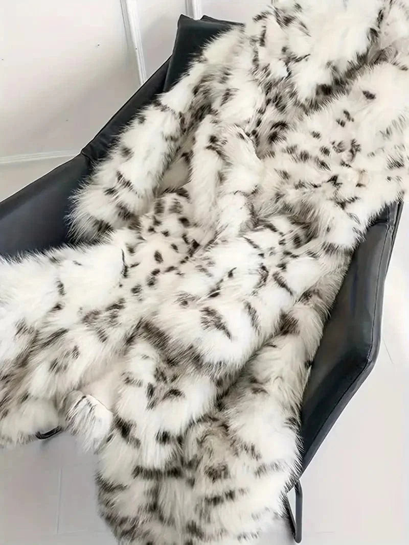 Open Front Faux Fur Coat, Stylish Long Sleeve Winter Jacket, Women's Outerwear