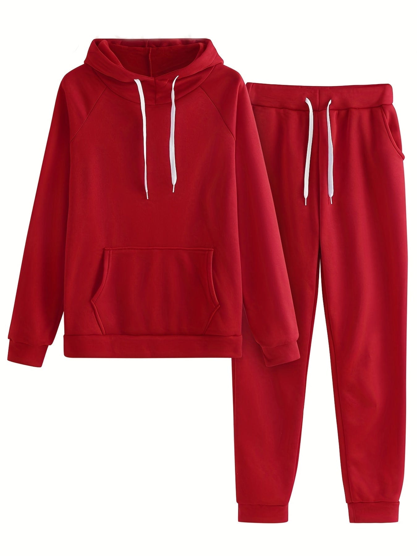 Stylish Kangaroo Pocket Hoodie Drawstring Pants Two-Piece Set