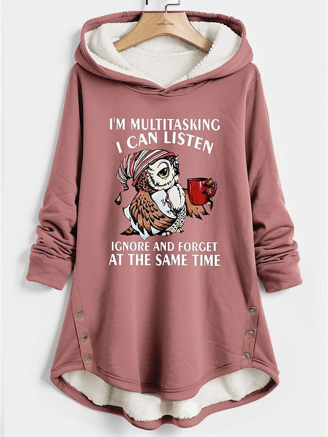 Stay Warm and Stylish with Women's Sherpa Fleece Lined Animal Print Hoodie Sweatshirt for Fall & Winter