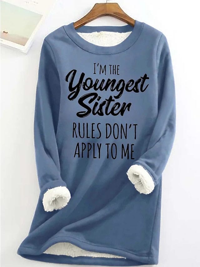 Women's Cozy Sherpa Fleece Lined Letter Sweatshirt Pullover