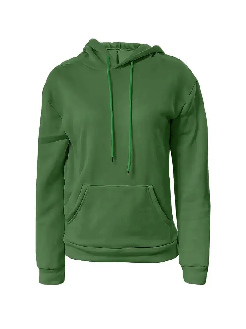 Women's Sweatshirt with Long Sleeve Drawstring Hood and Front Kangaroo Pocket
