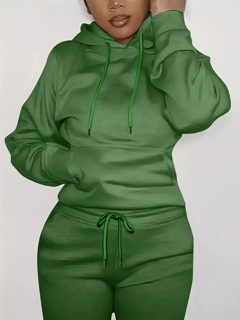 Women's Sweatshirt with Long Sleeve Drawstring Hood and Front Kangaroo Pocket
