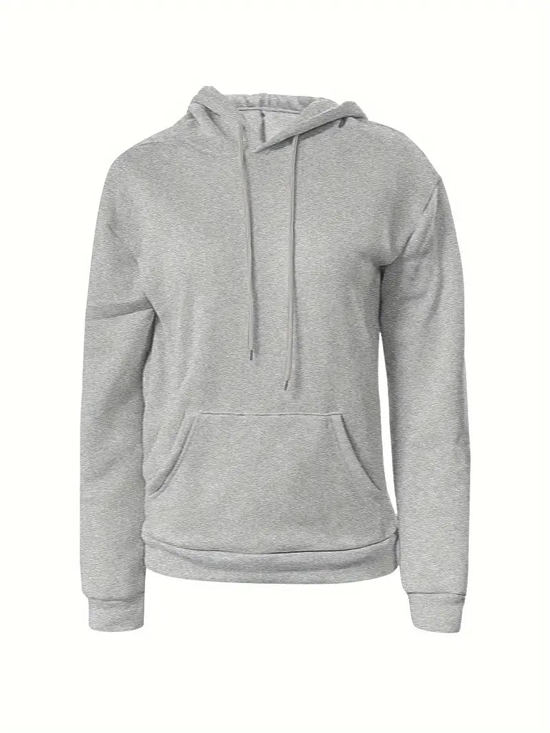 Women's Sweatshirt with Long Sleeve Drawstring Hood and Front Kangaroo Pocket