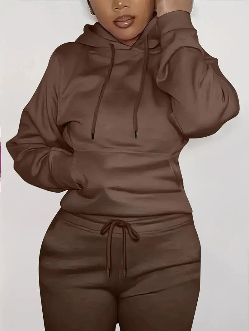Women's Sweatshirt with Long Sleeve Drawstring Hood and Front Kangaroo Pocket
