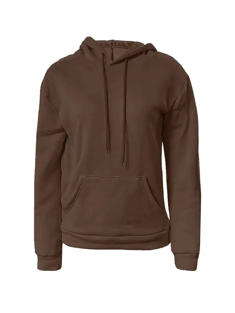 Women's Sweatshirt with Long Sleeve Drawstring Hood and Front Kangaroo Pocket