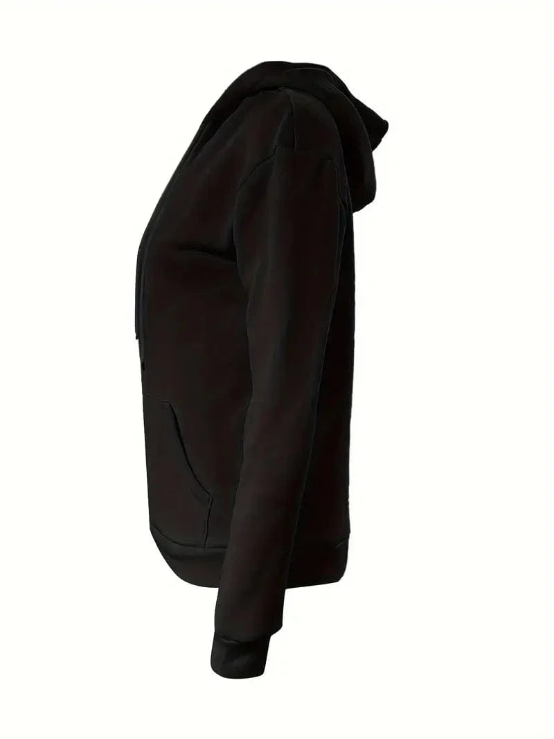 Women's Sweatshirt with Long Sleeve Drawstring Hood and Front Kangaroo Pocket
