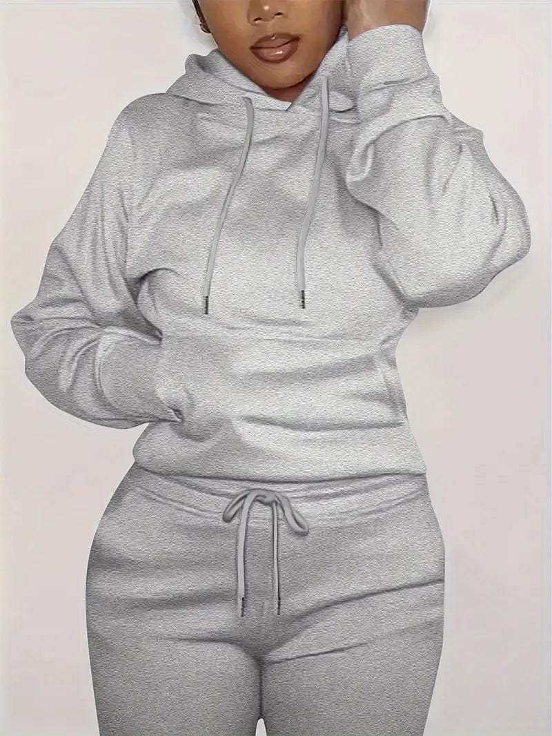 Women's Sweatshirt with Long Sleeve Drawstring Hood and Front Kangaroo Pocket