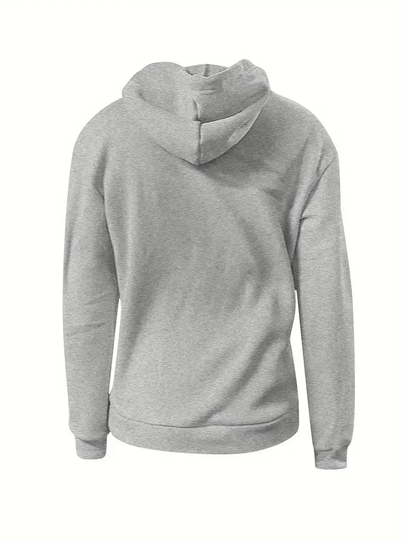 Women's Sweatshirt with Long Sleeve Drawstring Hood and Front Kangaroo Pocket