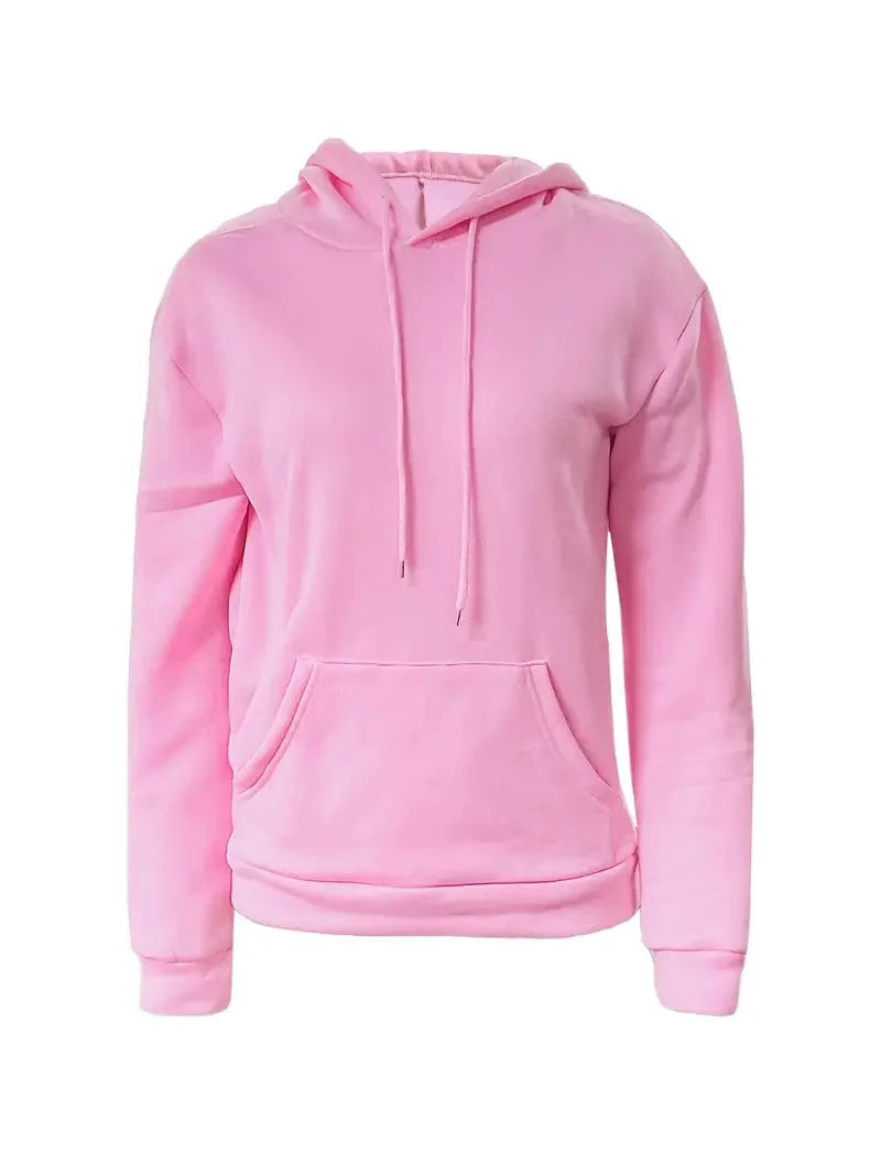 Women's Sweatshirt with Long Sleeve Drawstring Hood and Front Kangaroo Pocket