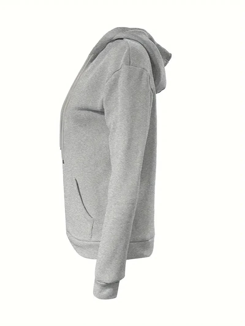 Women's Sweatshirt with Long Sleeve Drawstring Hood and Front Kangaroo Pocket