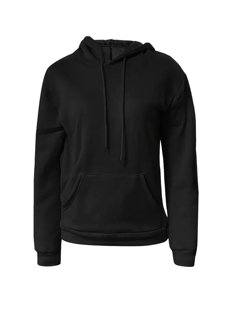 Women's Sweatshirt with Long Sleeve Drawstring Hood and Front Kangaroo Pocket