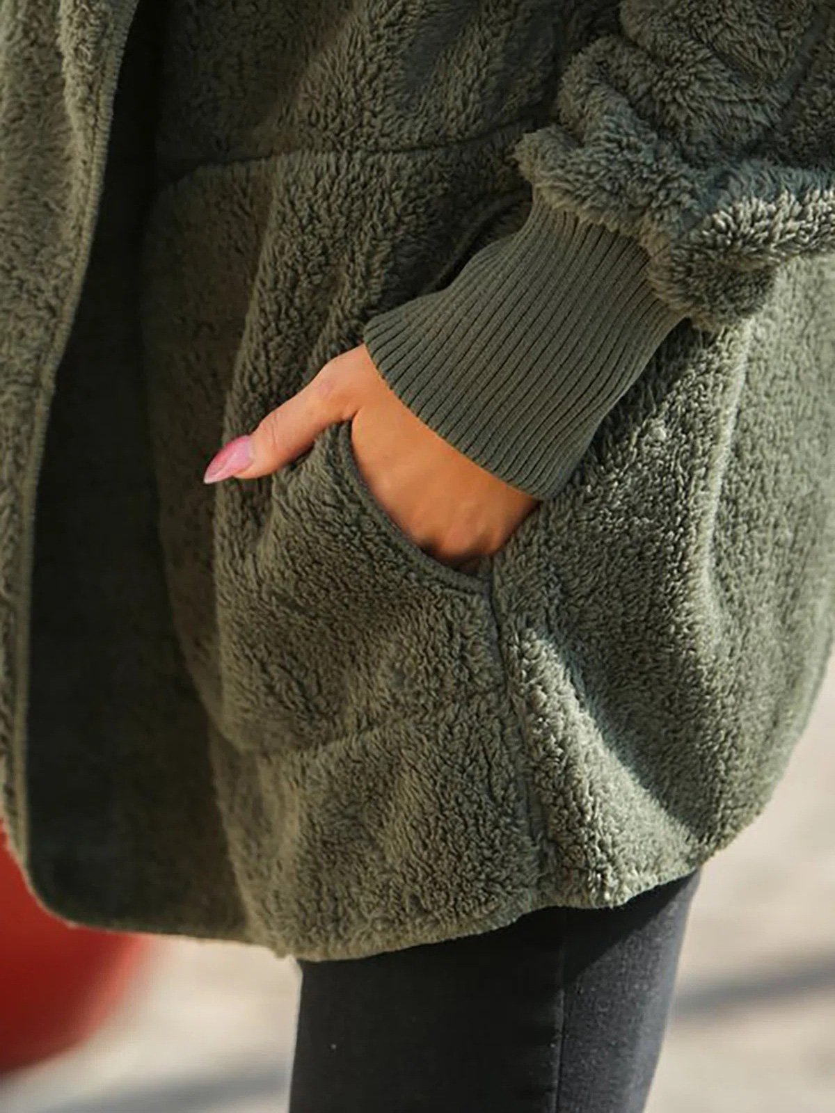 Cozy Reversible Fleece Hooded Coat with Pockets