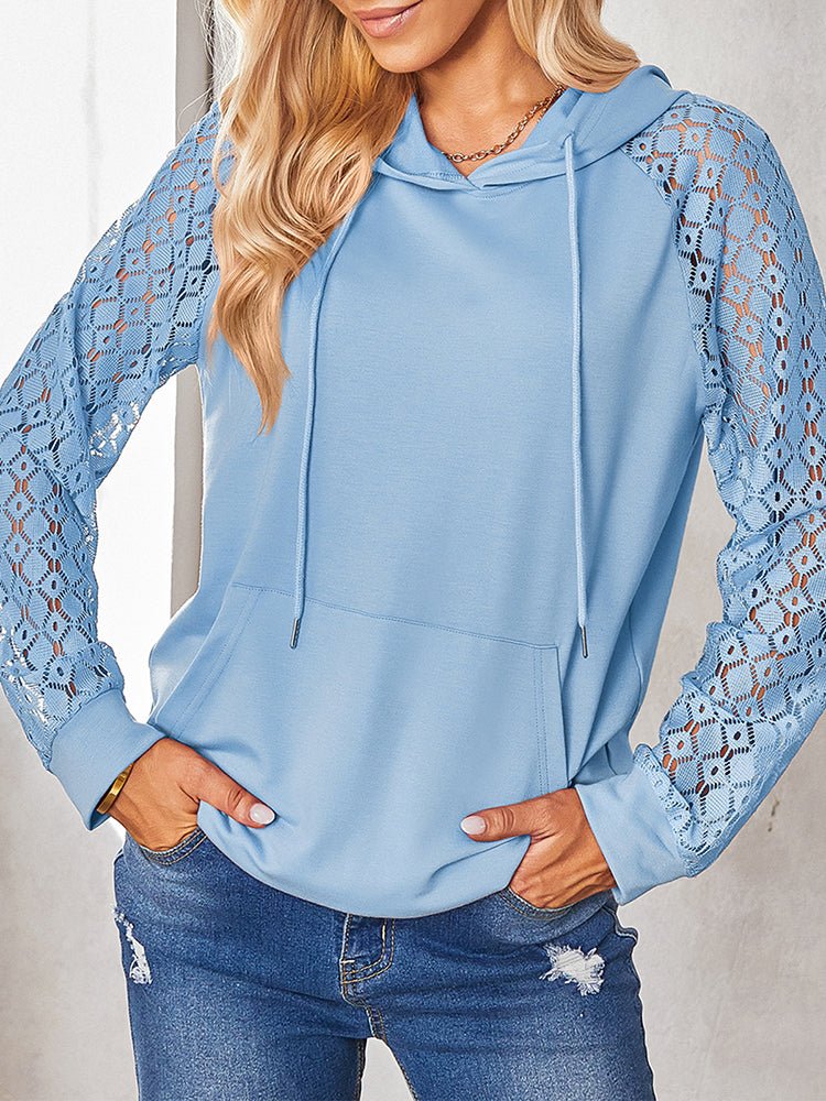 Stylish Lace Detailed Pullover Hoodie