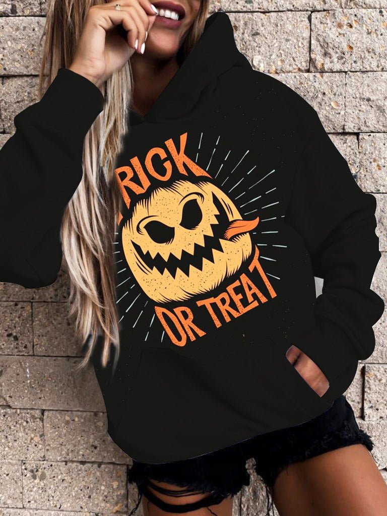 Stylish Printed Pocket Long Sleeve Hooded Sweatshirt