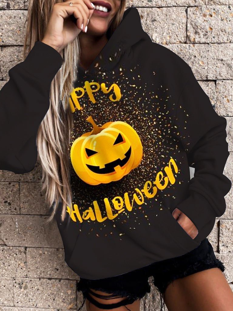 Stylish Printed Pocket Long Sleeve Hooded Sweatshirt