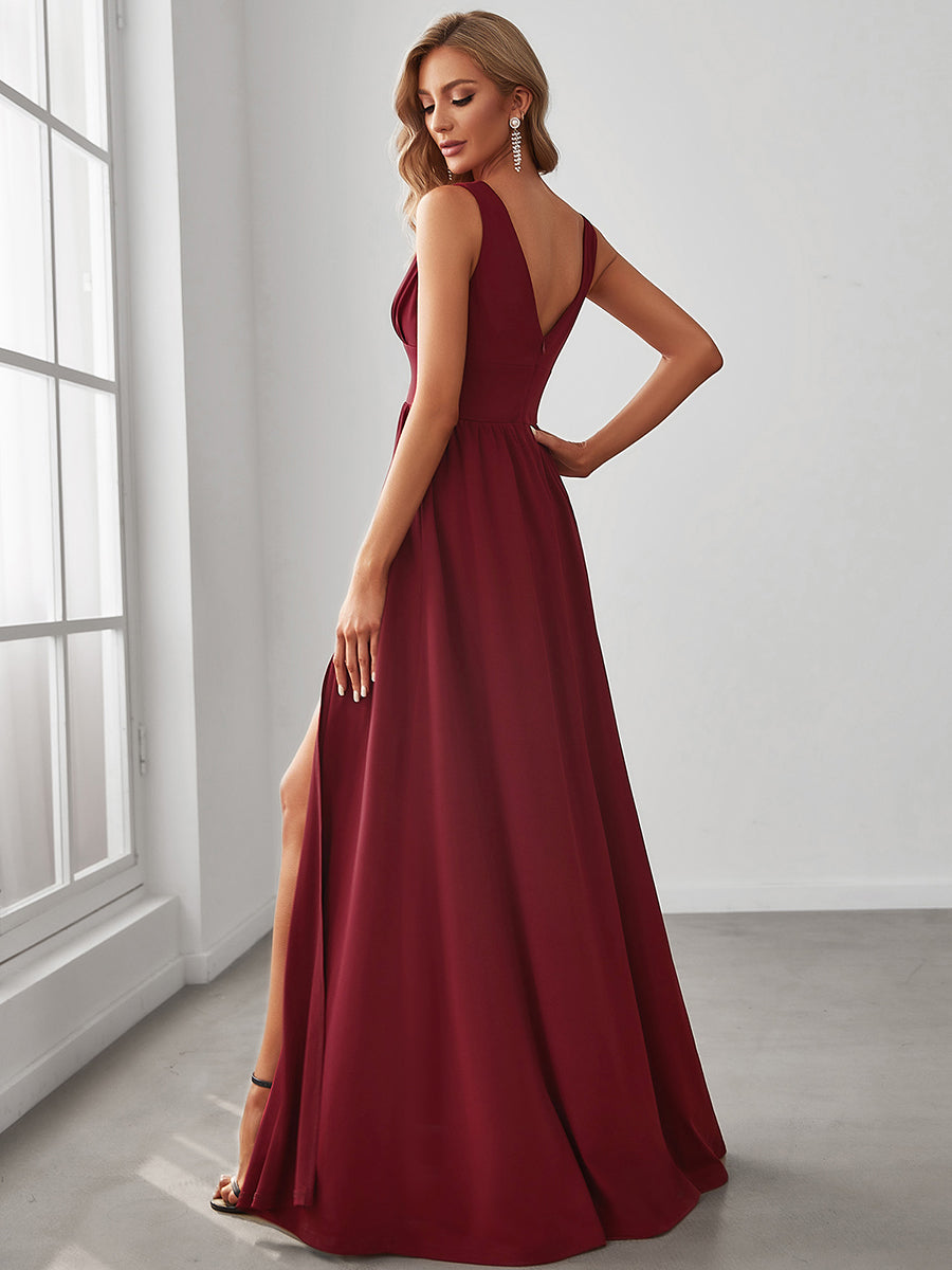 Elegant Deep V-Neck Sleeveless A-Line Bridesmaid Dress