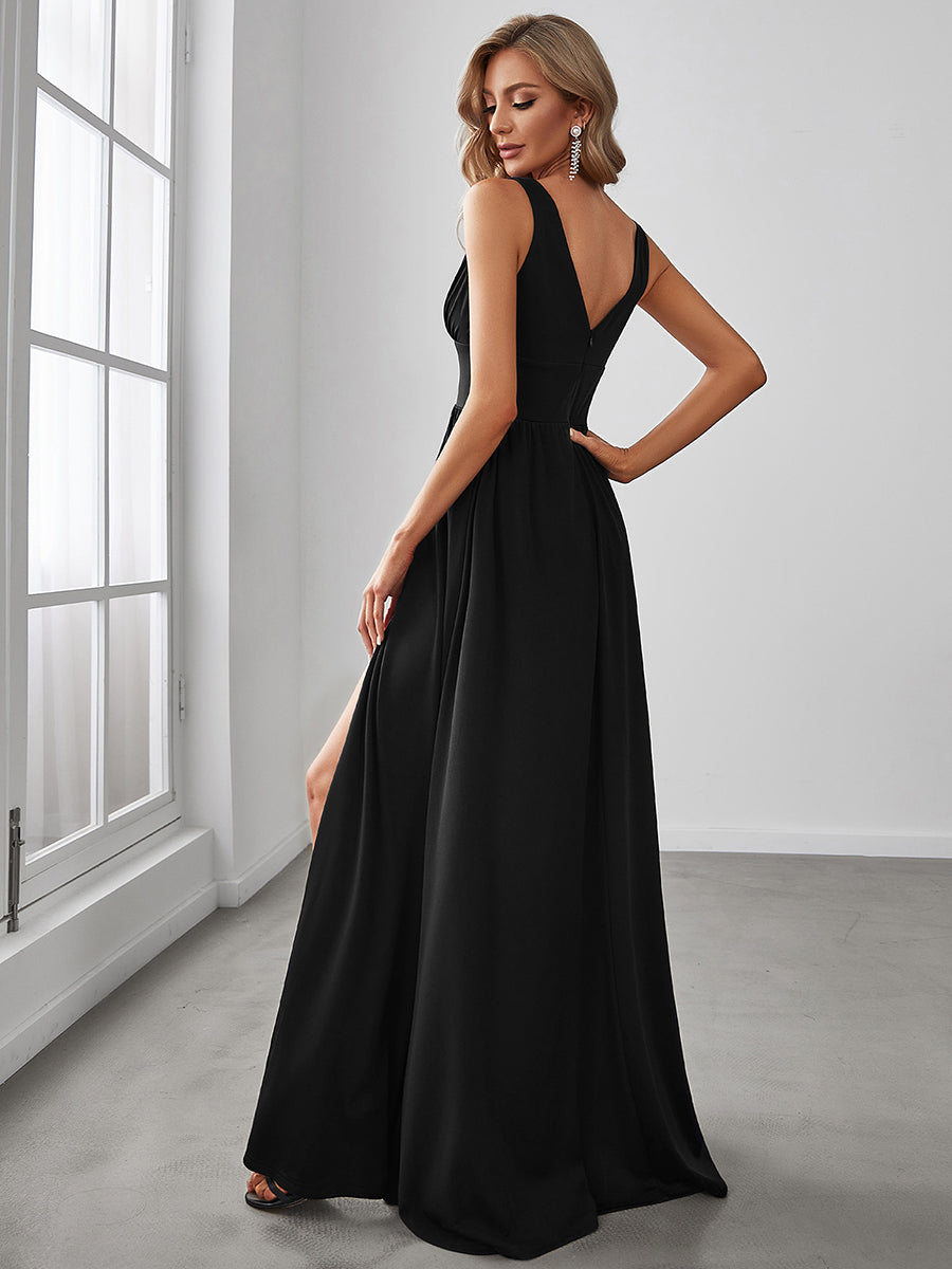 Elegant Deep V-Neck Sleeveless A-Line Bridesmaid Dress