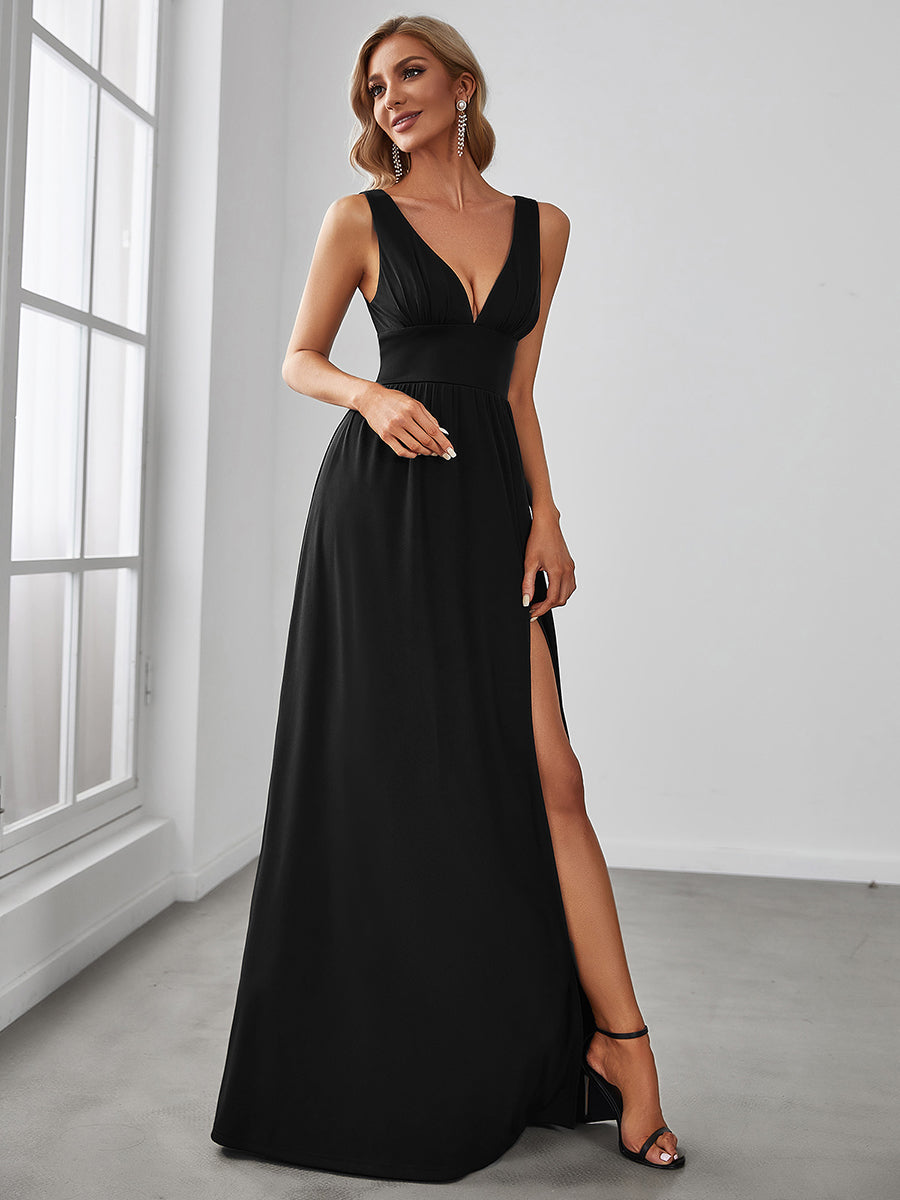 Elegant Deep V-Neck Sleeveless A-Line Bridesmaid Dress