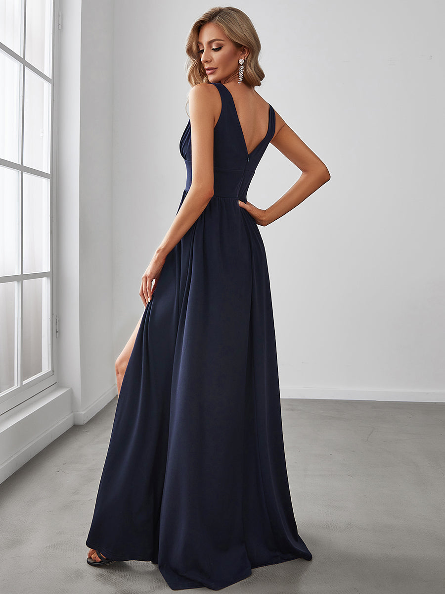 Elegant Deep V-Neck Sleeveless A-Line Bridesmaid Dress