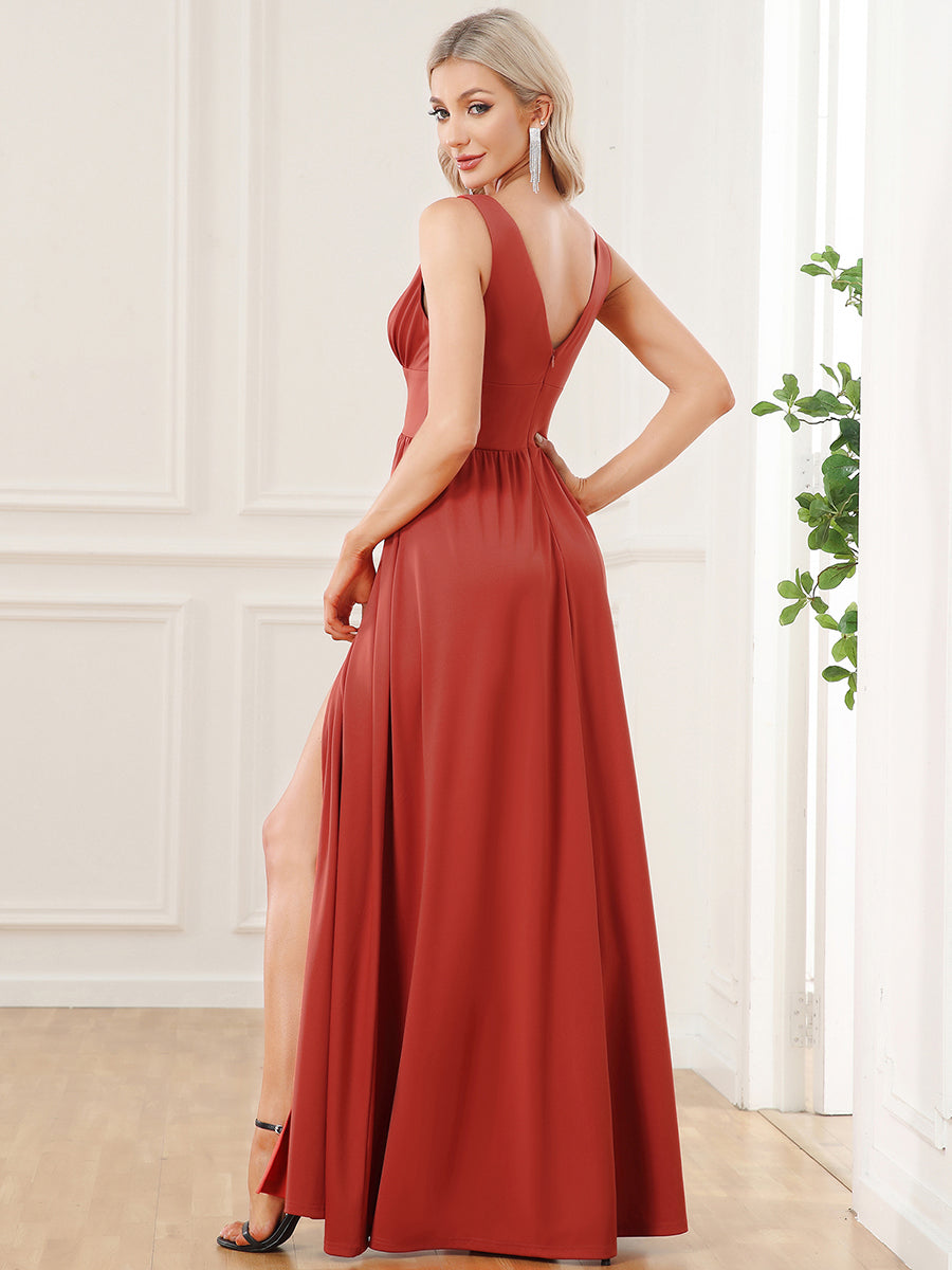 Elegant Deep V-Neck Sleeveless A-Line Bridesmaid Dress