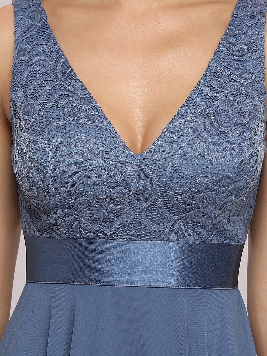 Elegant V-Neck Lace Chiffon A-Line Homecoming Prom Dress for Women