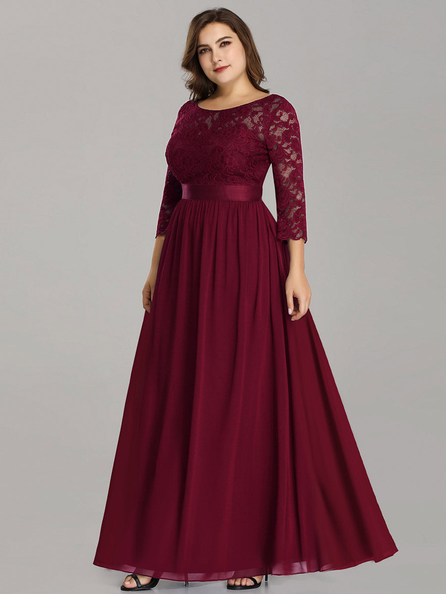 Elegant Long Sleeve Lace Plus Size Bridesmaid Dress
