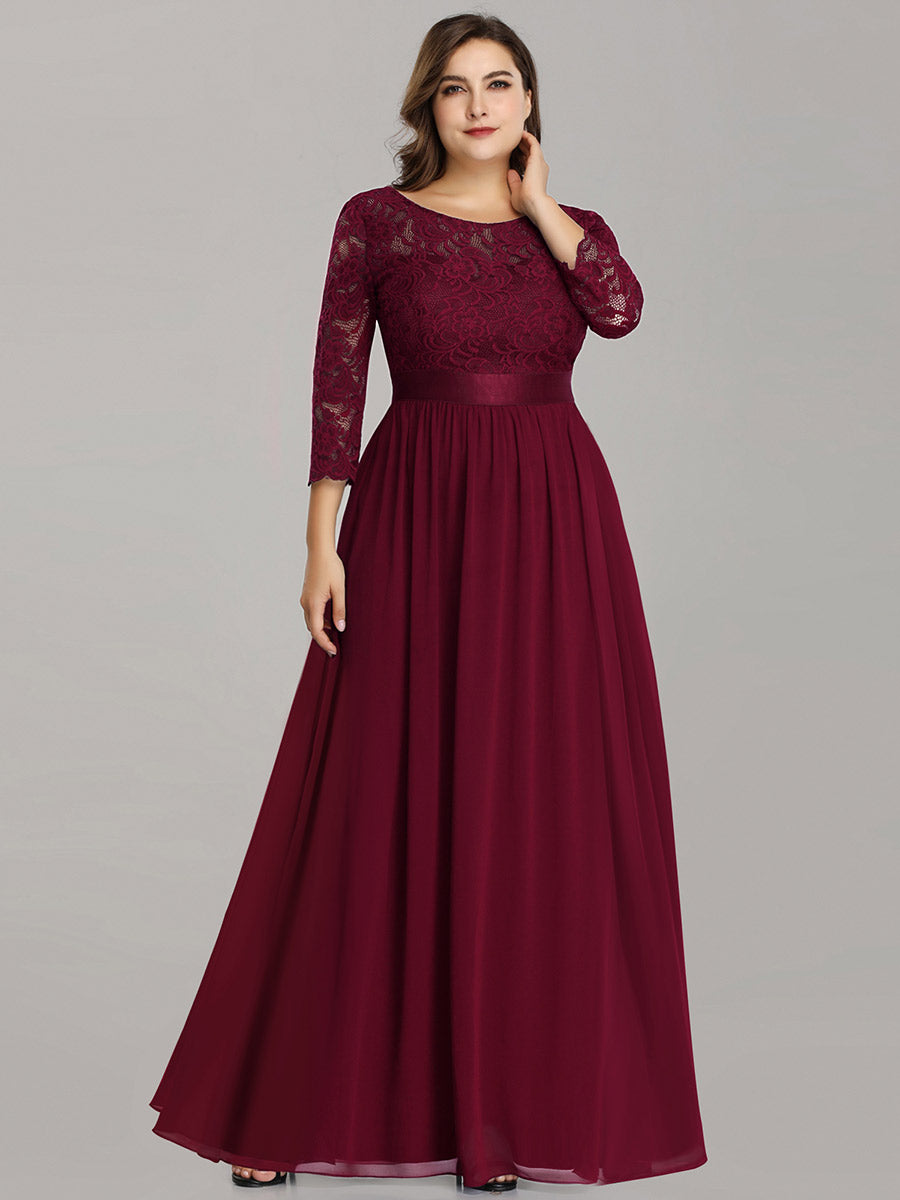 Elegant Long Sleeve Lace Plus Size Bridesmaid Dress