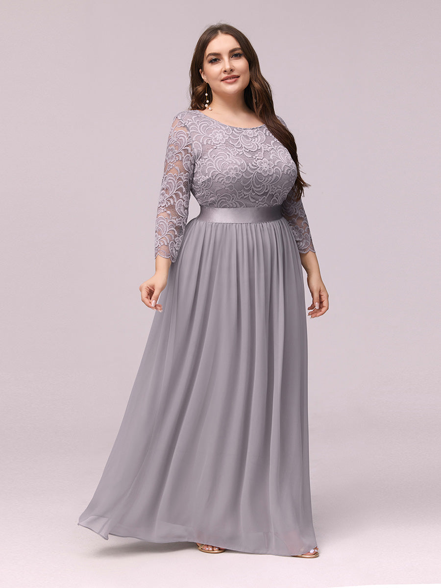 Elegant Long Sleeve Lace Plus Size Bridesmaid Dress