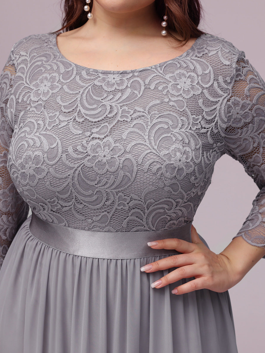 Elegant Long Sleeve Lace Plus Size Bridesmaid Dress