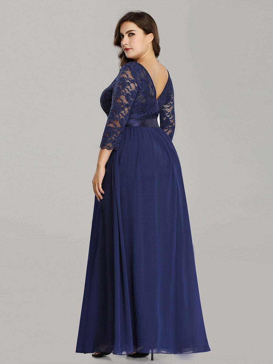 Elegant Long Sleeve Lace Plus Size Bridesmaid Dress