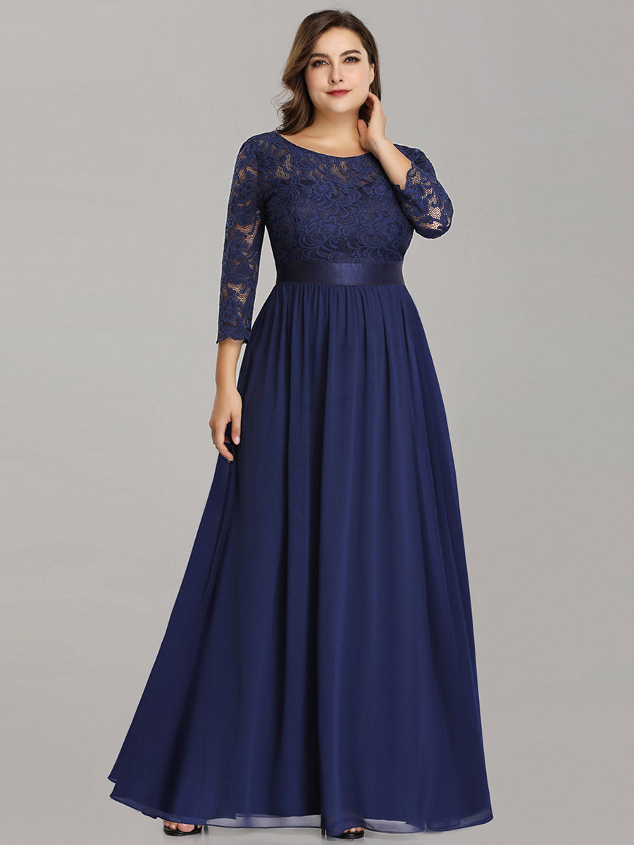 Elegant Long Sleeve Lace Plus Size Bridesmaid Dress