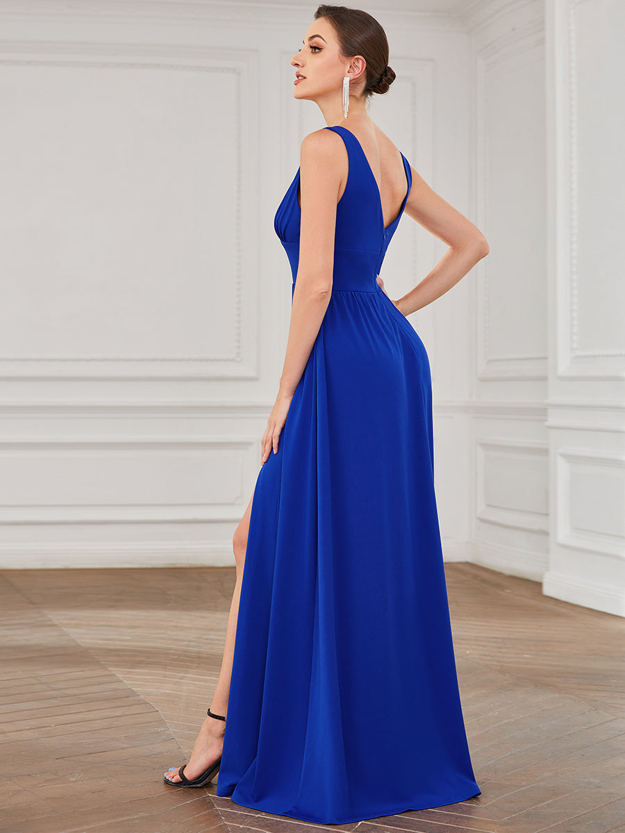 Elegant Deep V-Neck Sleeveless A-Line Bridesmaid Dress