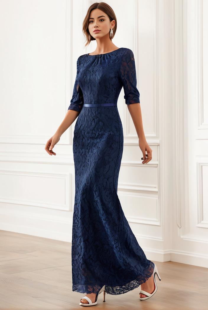 3 4 sleeve bodycon plunging back sequin evening dress 138673