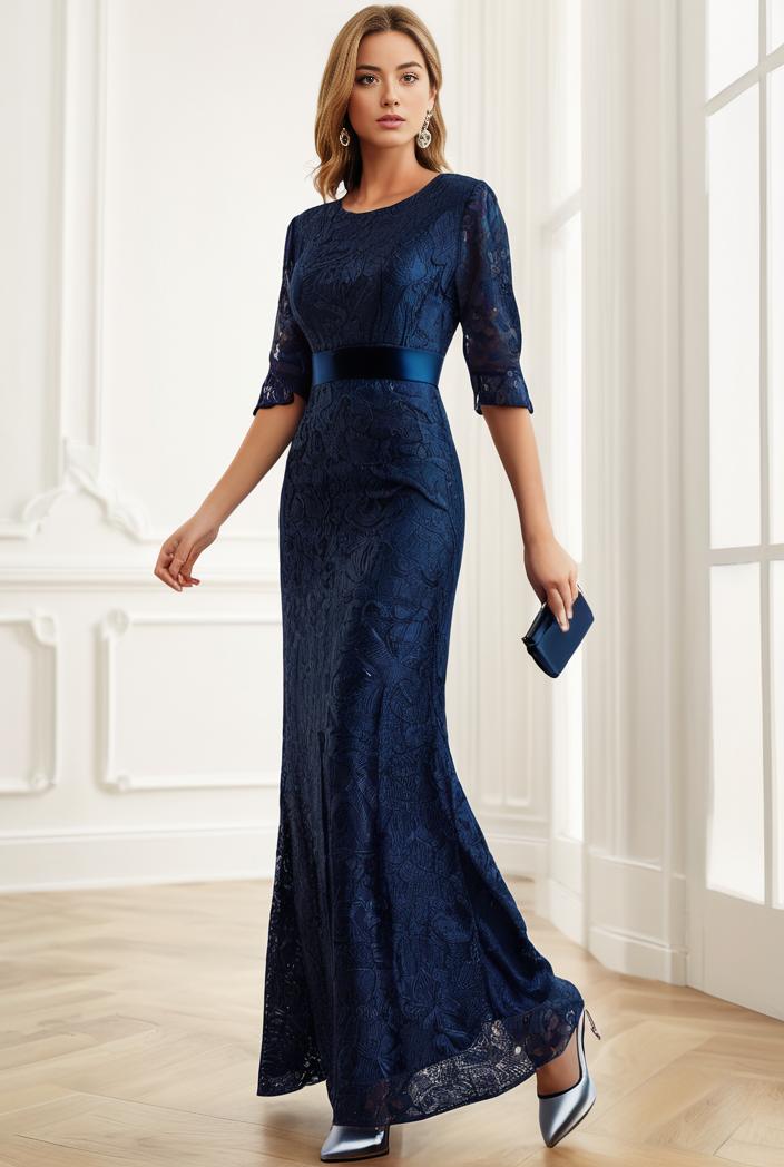 3 4 sleeve bodycon plunging back sequin evening dress 138674