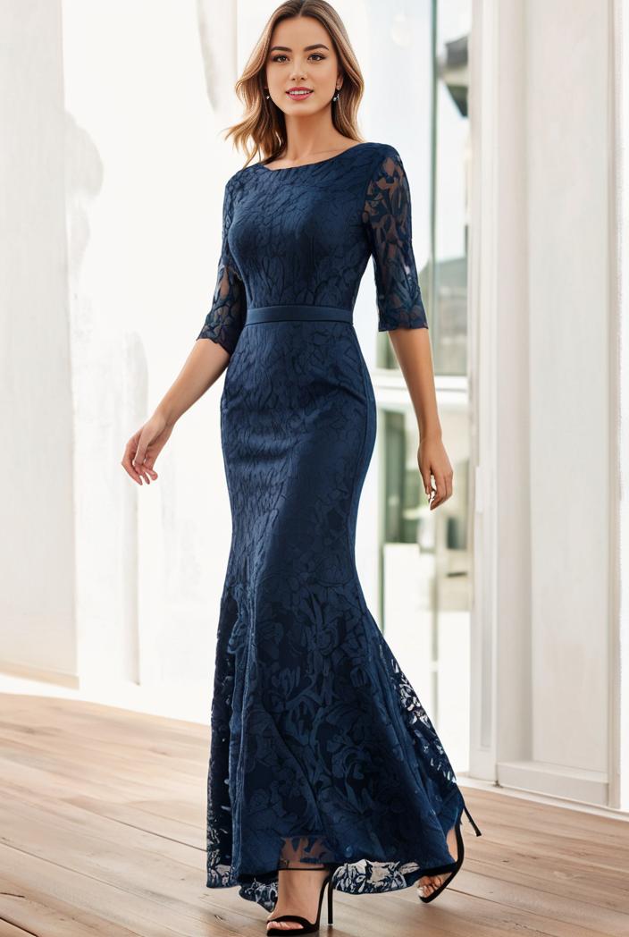 3 4 sleeve bodycon plunging back sequin evening dress 138676