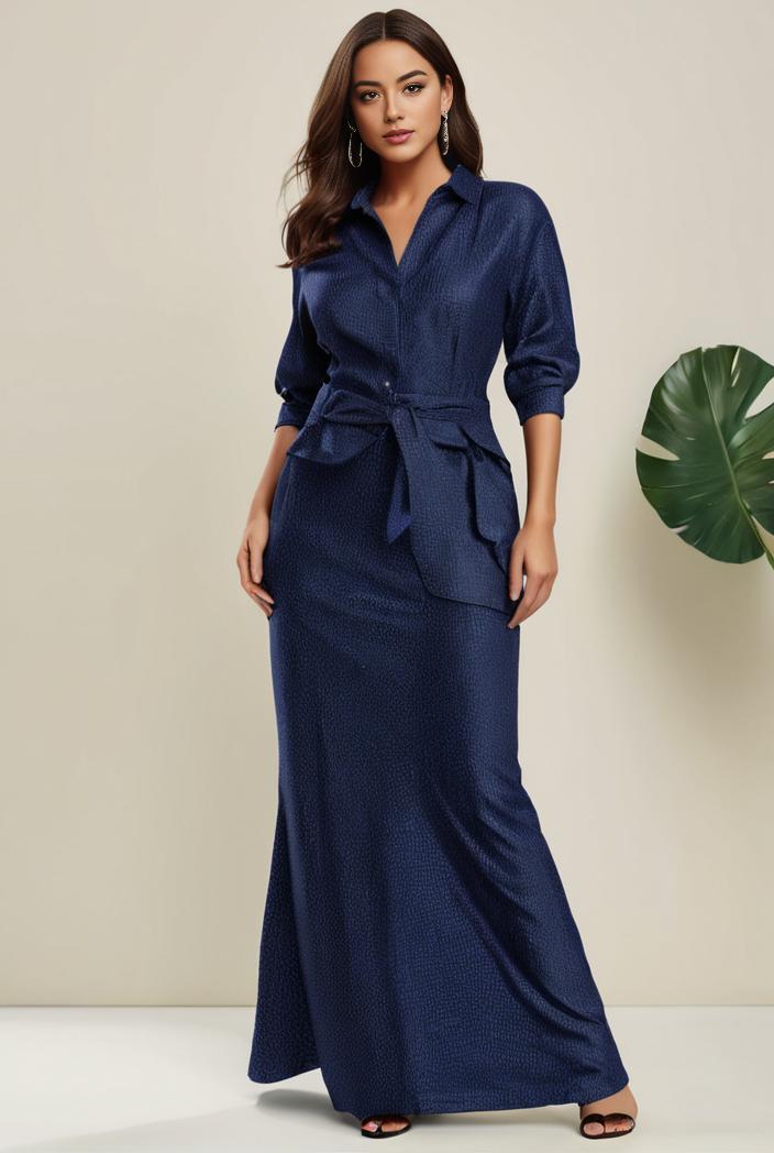 3 4 sleeve bodycon plunging back sequin evening dress 138682