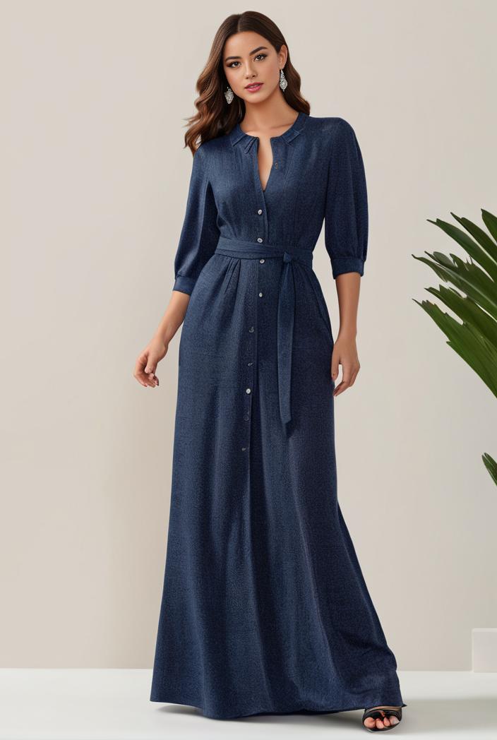 3 4 sleeve bodycon plunging back sequin evening dress 138683