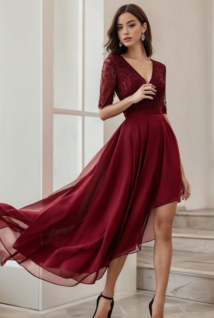 3 4 sleeve sheer sequin stripe high low hem evening dress 138740