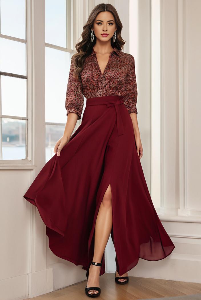 3 4 sleeve sheer sequin stripe high low hem evening dress 138749