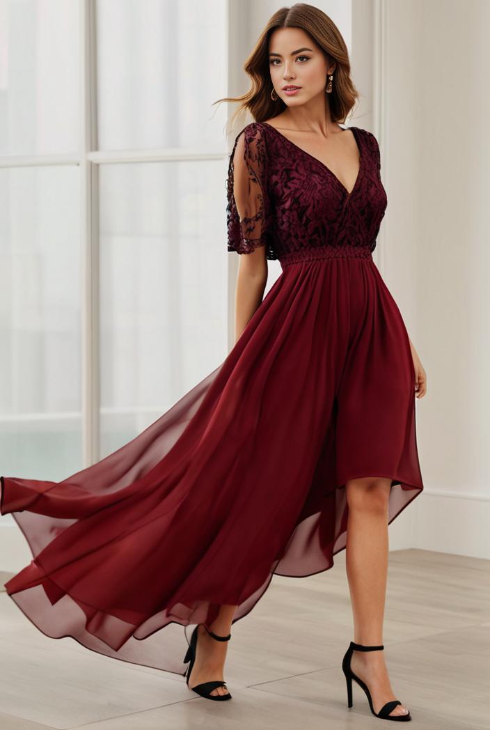 3 4 sleeve sheer sequin stripe high low hem evening dress 139332
