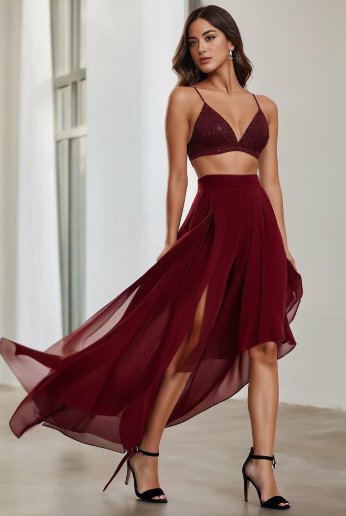 3 4 sleeve sheer sequin stripe high low hem evening dress 139352