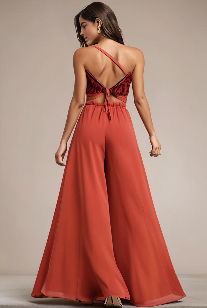 convertible chiffon lace open back spaghetti straps bridesmaid dress 141714