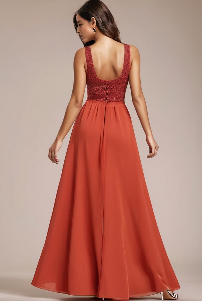 convertible chiffon lace open back spaghetti straps bridesmaid dress 141717