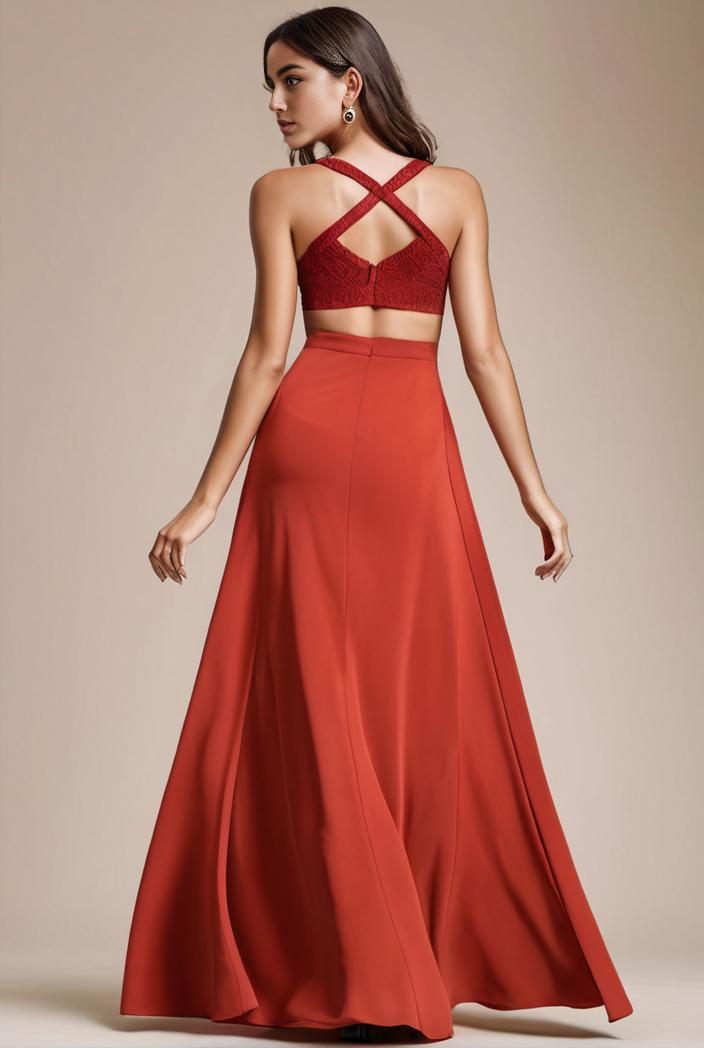 convertible chiffon lace open back spaghetti straps bridesmaid dress 141720