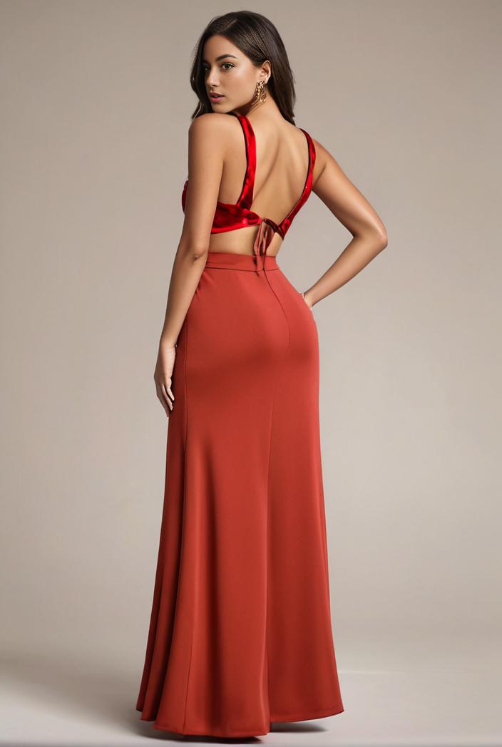 convertible chiffon lace open back spaghetti straps bridesmaid dress 141730